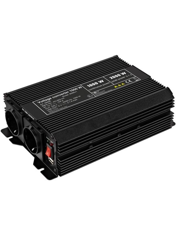 Spændingsomformer 1.000 W - 12 V til 230 V AC Black Friday Udsalg
