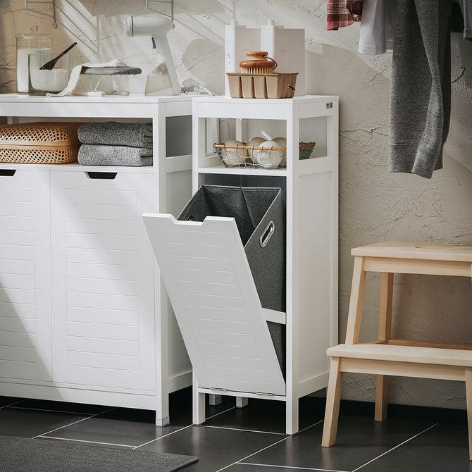 Elegant Badeværelsesskab med Vasketøjskurv - Black Friday!