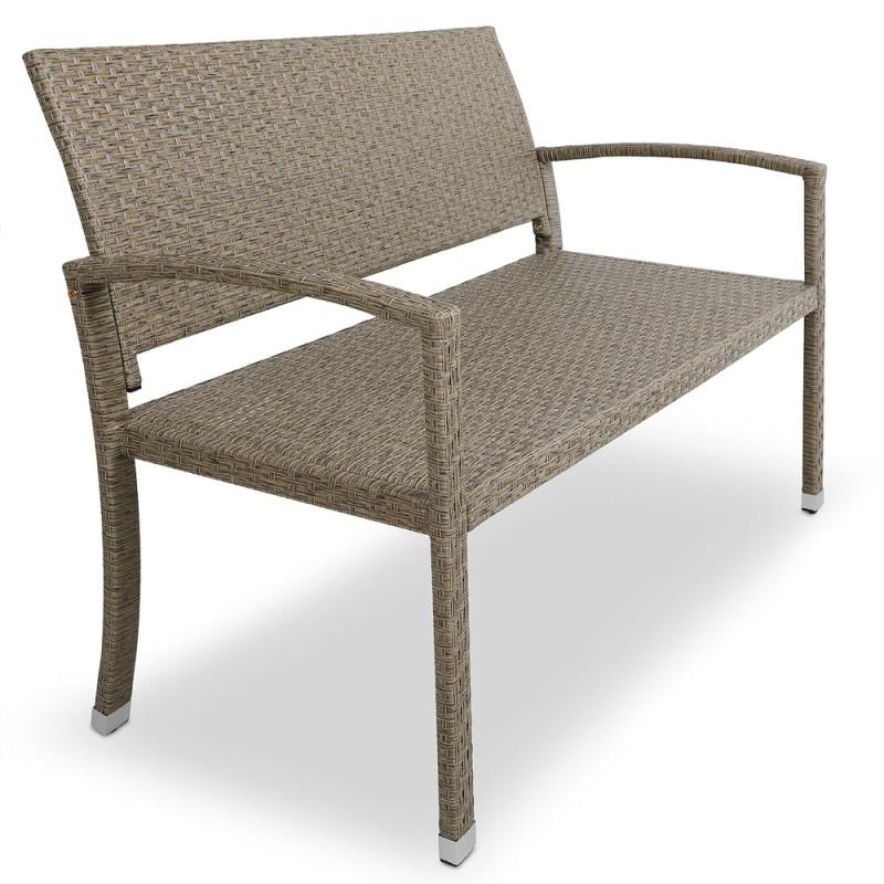 Havebænk i Polyrattan - Beige Grå til Black Friday Udsalg