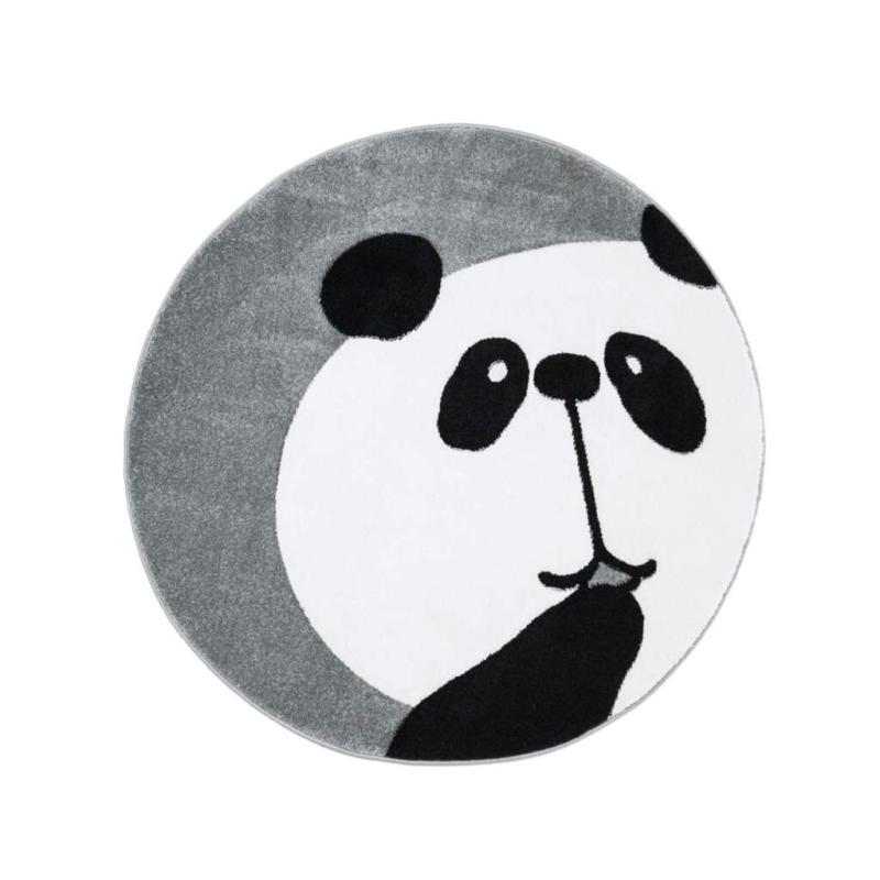 Børnetæppe Panda 160x160 cm - Grå Rundt Udsalg