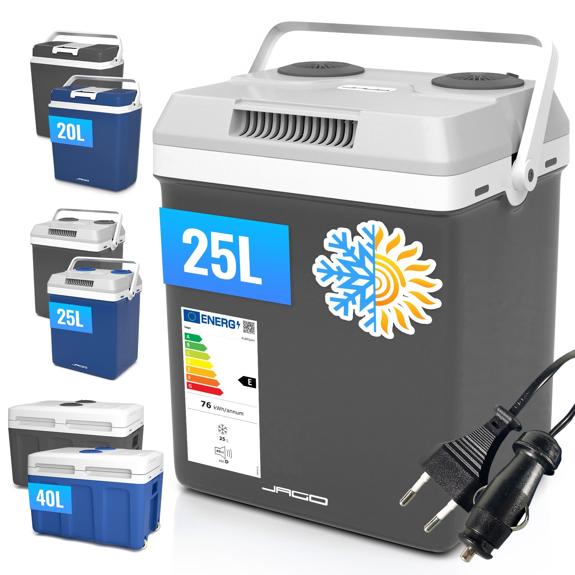 Køleboks, 25l, Med Håndtag, 12 220 V, Bil Og Stikkontakt, Køle  Og Varmefunktion, Antracit Black Friday Ff Europe Udsalg