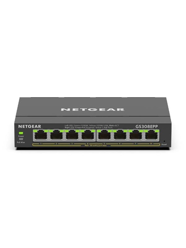 Gs308epp 100pes 8 Port Poe+ Gigabit Ethernet Plus Switch (123w) Black Friday Netgear Udsalg