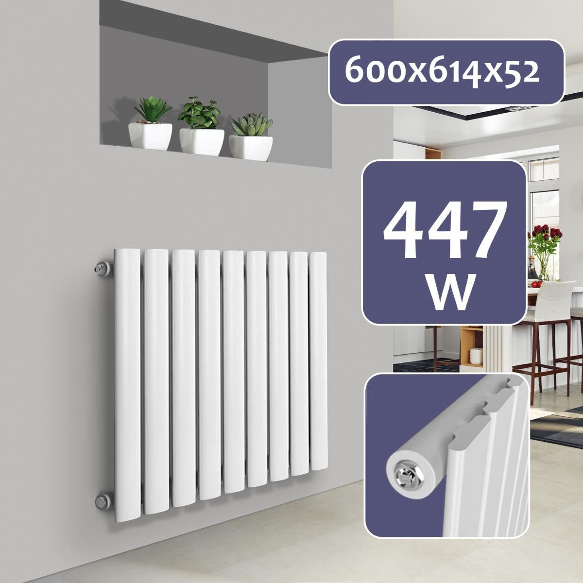 Aquamarineâ® Radiator   Vandret, Enkeltlag, 9 Segmenter, 600x614x52 Mm, Centralvarme, Hvid Black Friday Ff Europe Udsalg