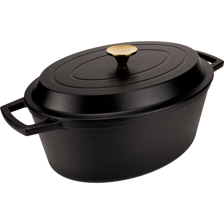 Oval Støbejernsgryde 34 Cm, Sort Black Friday Mareld Udsalg