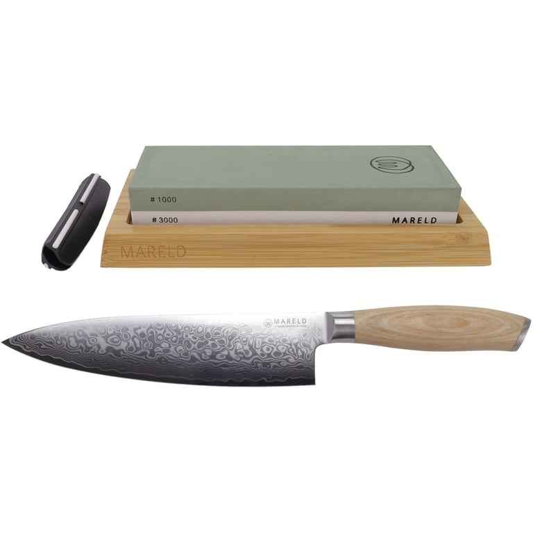Japansk Kokkekniv + Slibesten Startkit Black Friday Mareld Udsalg