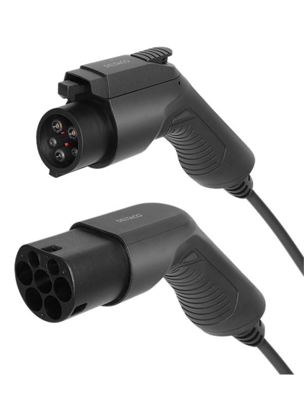 E Charge Ev 1103 Opladningskabel Til Elbiler, Type 2 Til Type 1, 1 Fase, 16 A, 3,6 Kw, 3 Meter, Sort Black Friday Deltaco Udsalg