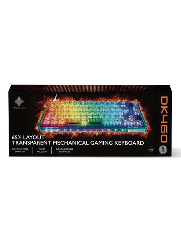 Dk460 Mechanical 65% Keyboard In Full Transparent   Gaming Tastatur   Transparent Black Friday Deltaco Udsalg