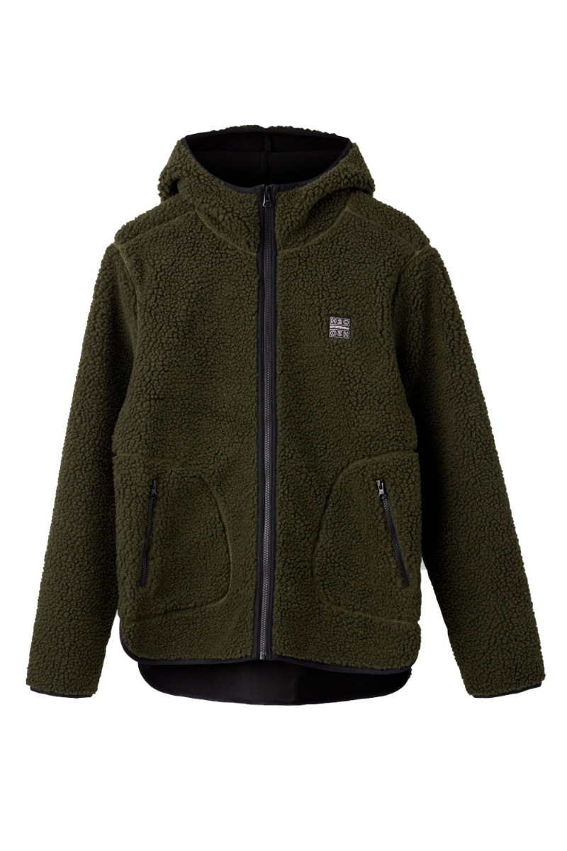 H2o   Jakke   Langli Hooded Pile Jacket   Army Black Friday H2oconsignment Udsalg