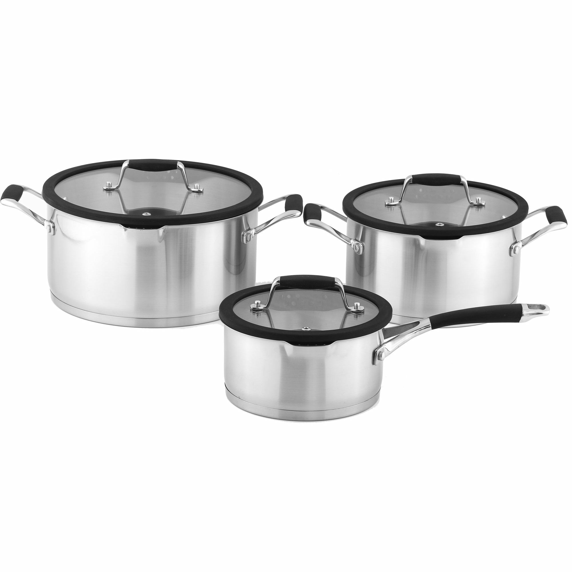 Grydesæt 3 Dele, Med Silikonelåg Black Friday Mareld Udsalg