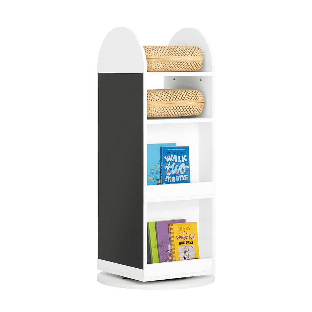 360 Grader Roterende Bogreol Til Børneværelset, 48x48x105 Cm, Hvid Black Friday Sobuy Udsalg